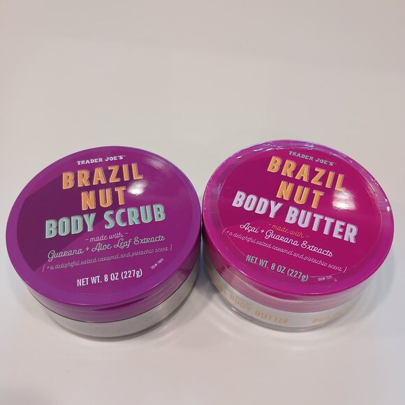 Trader Joe's Duo Brazil Nut Body Butter & Scrub 8 oz Sealed - Picture 1 of 3